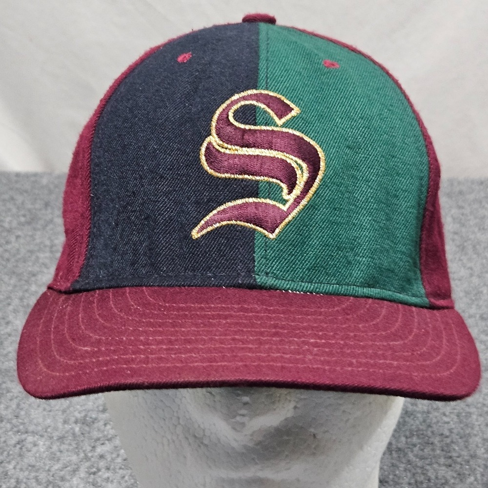 Vintage Hat Seattle S Split Panel Colorblock Cap Dark Academia 90s Made in USA